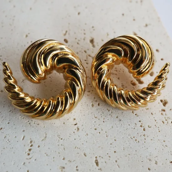 18K Gold PVD Plated Chunky Hoop Earrings for Women