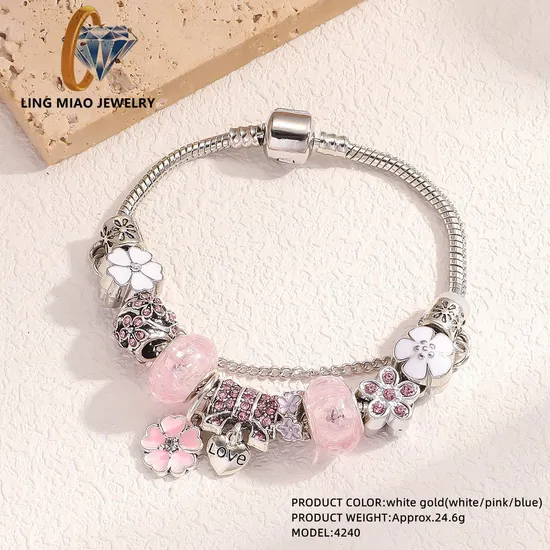New Wholesaler High Quality Custom Flower Diamond Bracelet Adjustable Stainless Steel Accessories Imitation Fashion Accessories Steel Jewelry