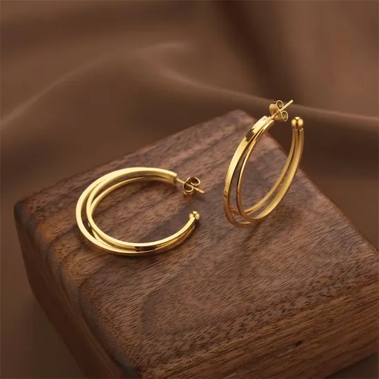 Ins Style Brass Plated Exaggerated Gold Circle Earring Minimalist Hoop Earrings