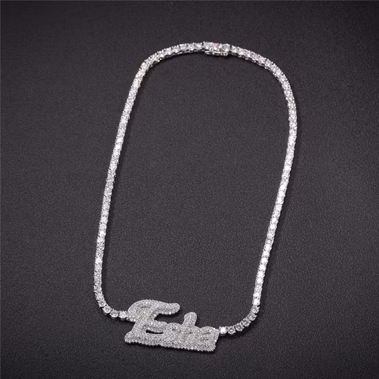 Hip Hop Diamond Created Diamond Karat Necklace Jewelry Men Cross Memory Letter Name Custom Diamond Pendant