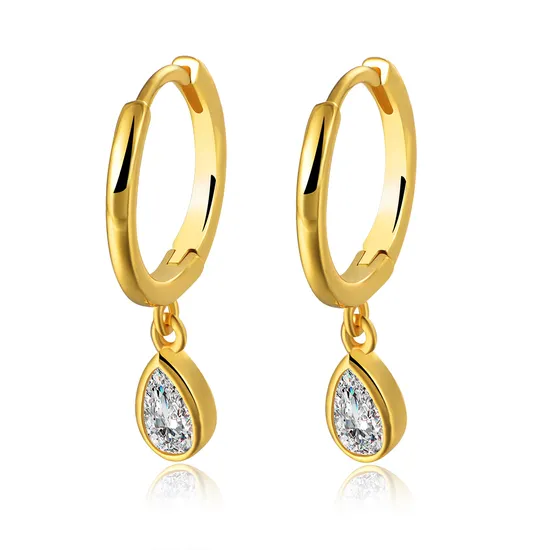 Modern Style Fashion Jewelry 925 Sterling Silver 14K Gold Plated Single Bling Water Drop Cubic Zircon Long Tassel Earrings for Women Girls