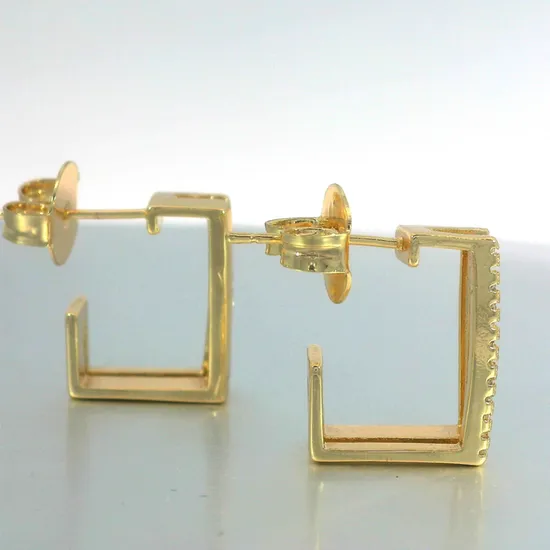 Wholesale 14K Gold Rectangle Cubic Zirconia Hoop Huggie Earrings