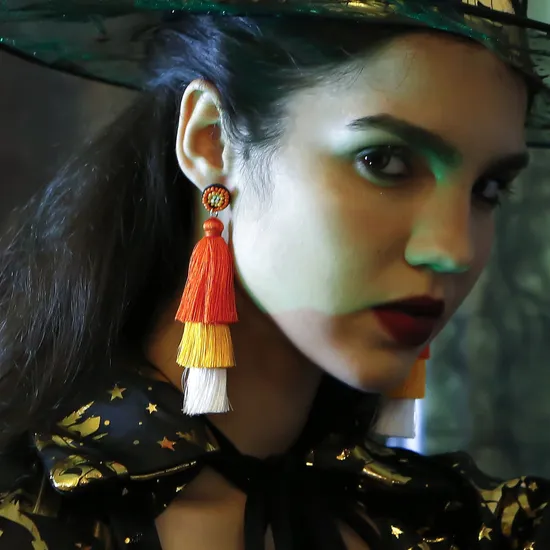 Fashion Bohemian Big Tassel Earrings Statement Red Tassel Vintage Drop Dangle Earring