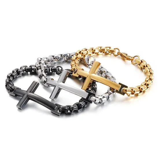Retro Stainless Steel Cuban Chain Bangle Bracelet for Men