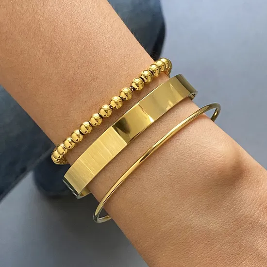 New Arrival Stainless Steel Zircon Open Bracelet Bangle Waterproof Pearl Rings Necklaces Gold Plated Women Fashion Jewelry