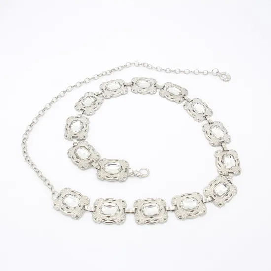 Women Retro Metal Waist Chain Belt Dress Waistband Body Chain Belts Fashion Glass