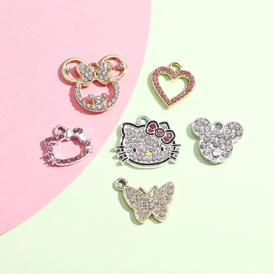 OEM European Style DIY Bow Drip Oil Rhinestone Alloy Small Accessories