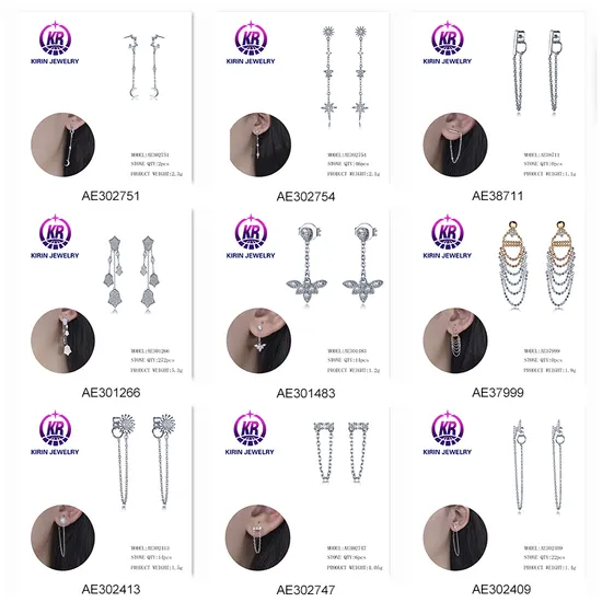 925 Sterling Silver Chain Chomp Earrings Hoop Diamond Stud Earrings with Chain Through Ear Double Chain Link Earrings