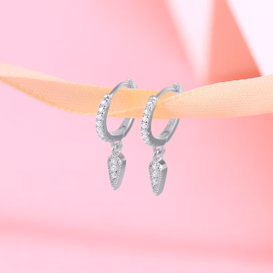 Trendy 925 Sterling Silver Tassel Triangle Earrings