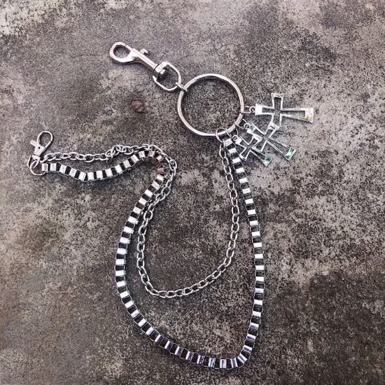 Hip Hop Pants Jean Chain Goth Punk Trousers Biker Heavy Thick Wallet Pocket Chains Silver Keychains Body Jewelry for Men Women