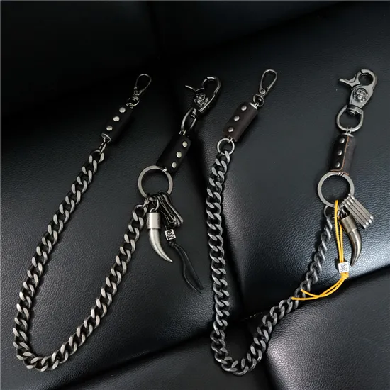 Hip Hop Pants Jean Chain Goth Punk Silver Trousers Chains Biker Heavy Thick Wallet Pocket Chains Silver Keychains Body Jewelry