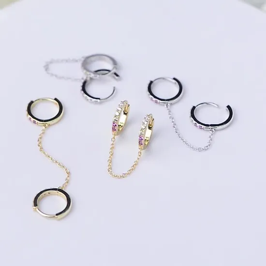 Fashion 925 Sterling Silver Jewellery Elegant Color Cubic Zirconia Double Ear Hole One