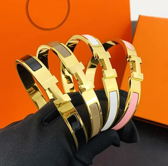 H Letter Stainless Steel Bracelet for Men and Women Fashion H Brand Logo Titanium Steel Bracelet Jewelry 