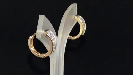 2023 Luxury 18K Gold Plated Silver Alloy Huggie Stud Drop Hoop CZ Earrings with Crystal for Women 