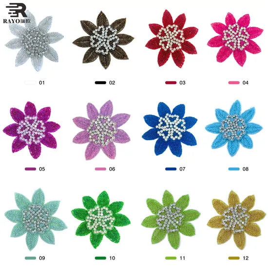 Fashion Iron on/Sew on Rhinestone Applique DIY Shoes Bag Accessories Custom Embroidered Patch for Women′s Wedding Dresses Hair Big Flower 13.5*13.5 
