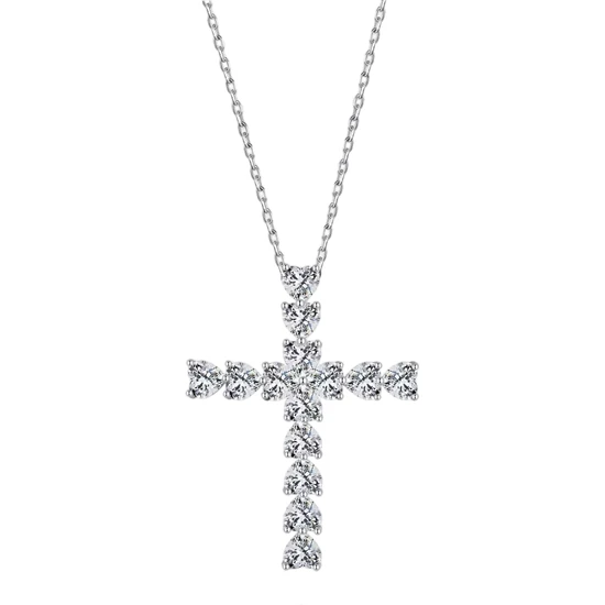 925 Sterling Silver Fashion Jewelry Cross Pendant Necklace with Sparkling Zirconia Design High Quality and Exquisite Suitable for Both Men and Women 