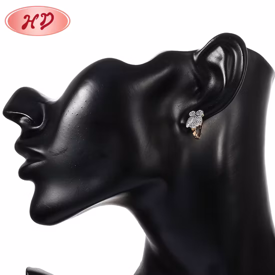 Fashion 18K Gold Plated Silver Alloy Jewelry Stud Drop Hoop Huggie CZ Earrings with Crystal for Women