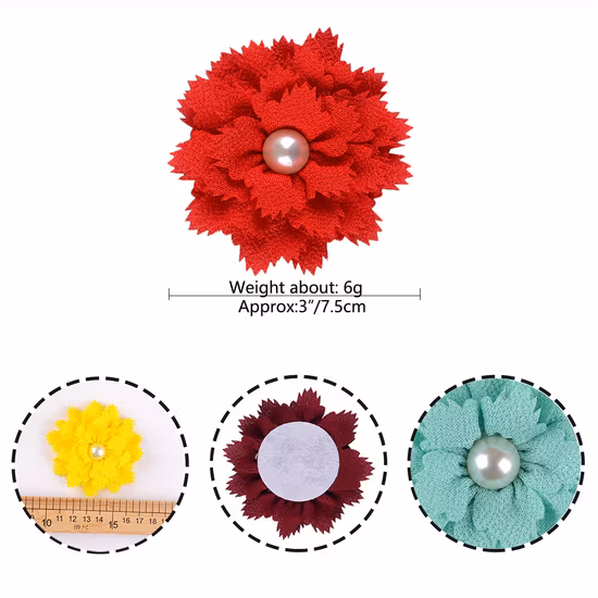 Hot Sell Pearl Hemp Fabric Handmade Flower Maple Leaf Flower DIY Shoes and Hats Accessories