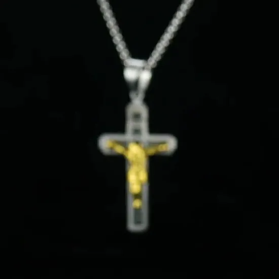 Men′ S Stainless Steel Cross Pendant Necklace with Stainless Steel Chain 