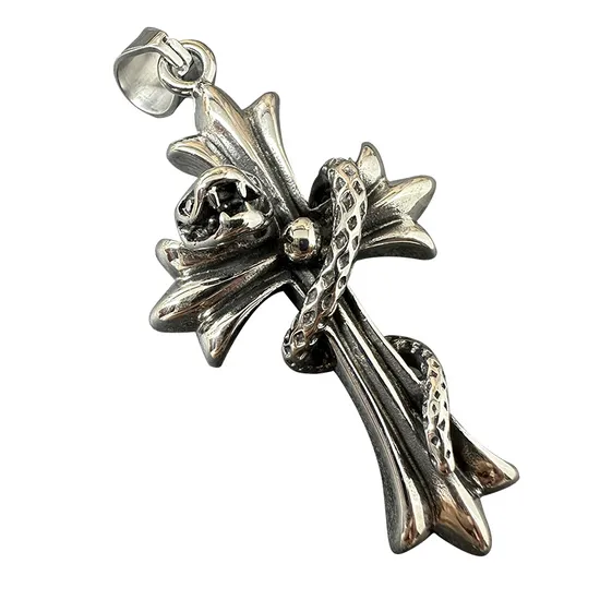Cross Snake 316 Stainless Steel Pendant 