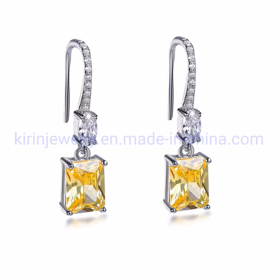 Crystal Drop Earrings 2022 Canary Zircon Sterling Silver Earrings 925 Yellow CZ Gem Drop Earrings