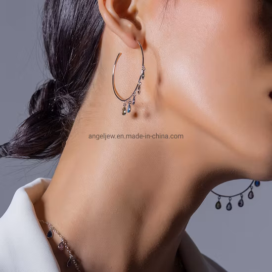 Wholesale Fashion 925 Sterling Silver Huggie Hoop Earrings Cubic Zirconia Stones Drop Earring for Ladies Jewelry