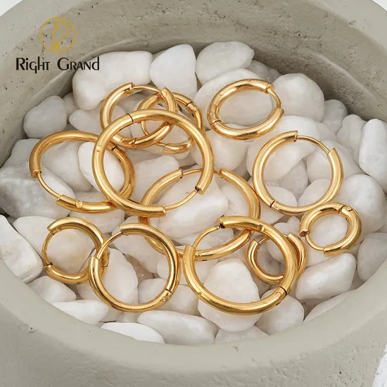 Cheap and Affordable Rose Gold Round Thick Huggie Hoop Earrings