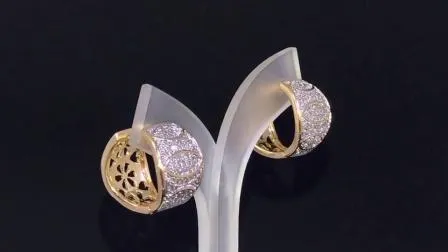 2023 New Fashion 18K Gold Silver Alloy Jewelry Stud Drop CZ Hoop Huggie Earrings with Crystal for Women 