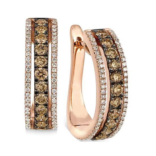 Fashion 18K Gold Diamond Jewelry Hoop Earrings with Black Rhodium Plating 